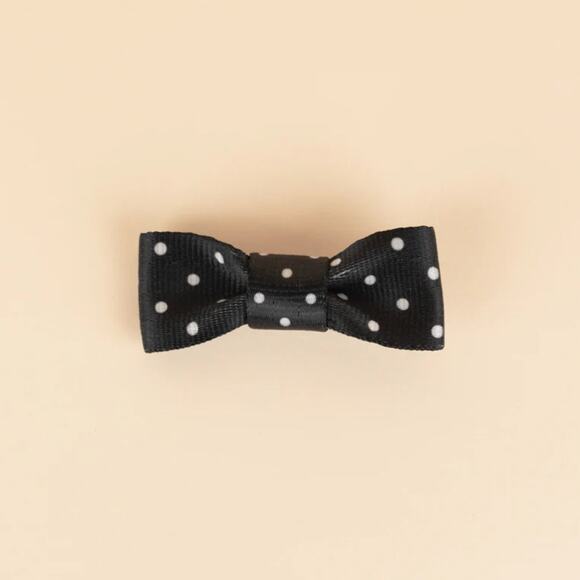 Harveys California Seatbelt Co Black Dottie Bow Hair Clip, NWT
